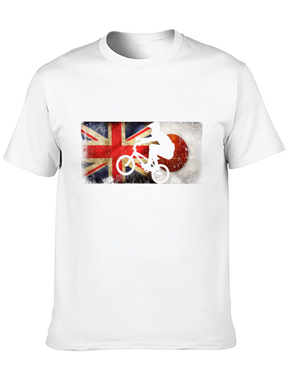 BMX Rider Union Jack & Japan Flag Black T-Shirt