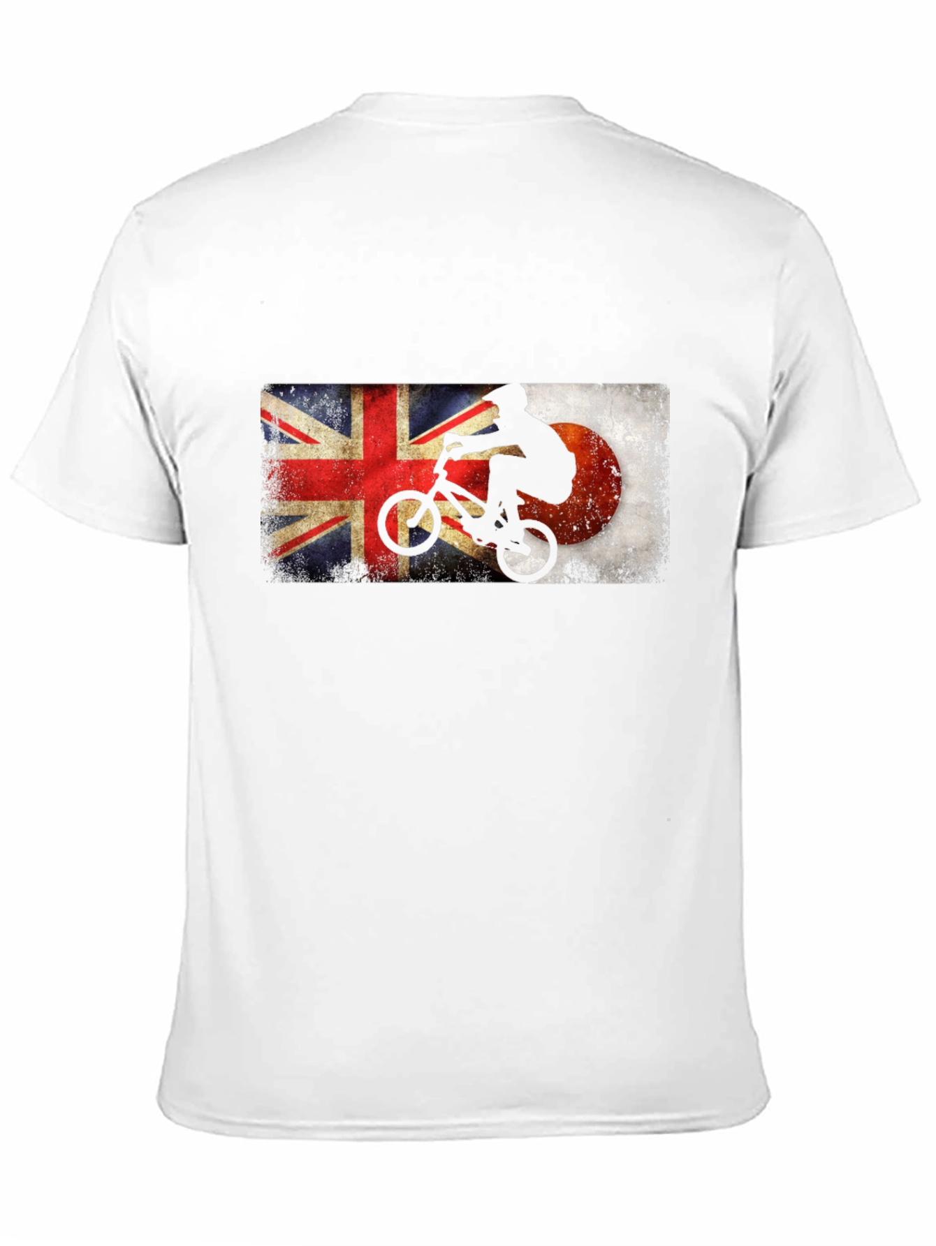 BMX Rider Union Jack & Japan Flag Black T-Shirt