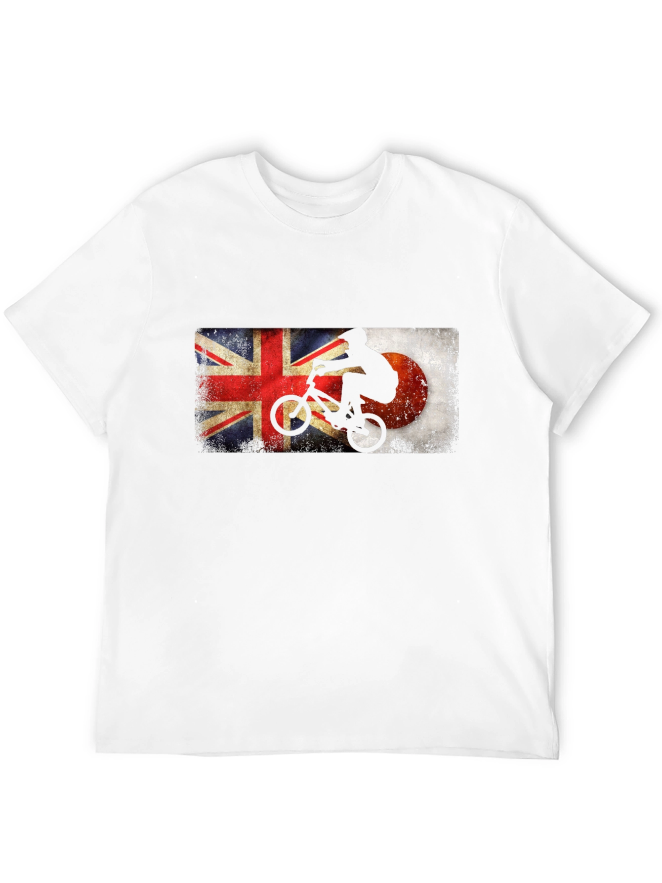 BMX Rider Union Jack & Japan Flag Black T-Shirt