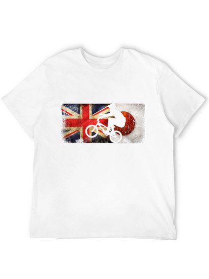 BMX Rider Union Jack & Japan Flag Black T-Shirt