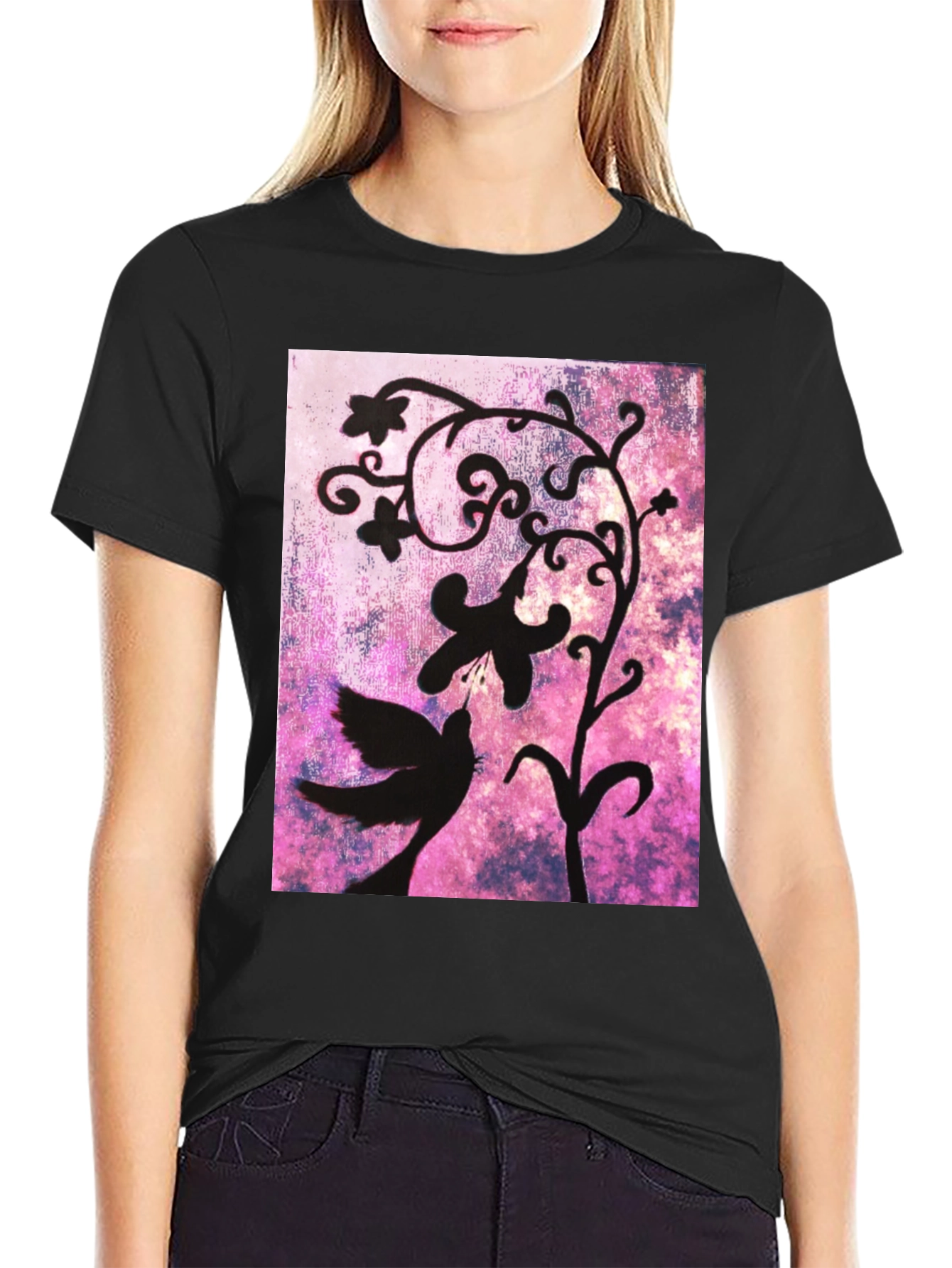 Bird & Floral Silhouette Graphic Tee