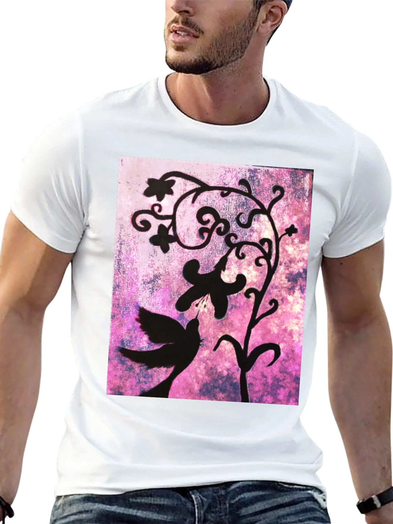 Bird & Floral Silhouette Graphic Tee