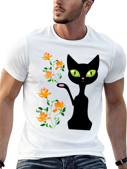Black Cat Floral T-Shirt