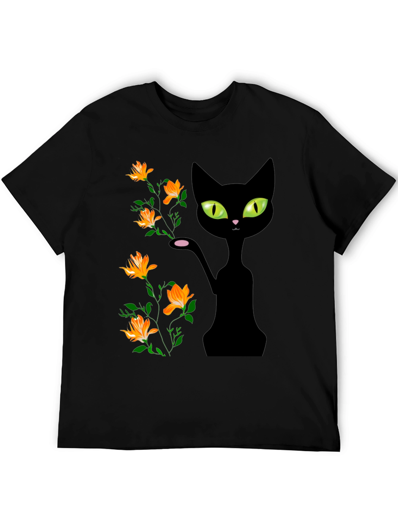 Black Cat Floral T-Shirt