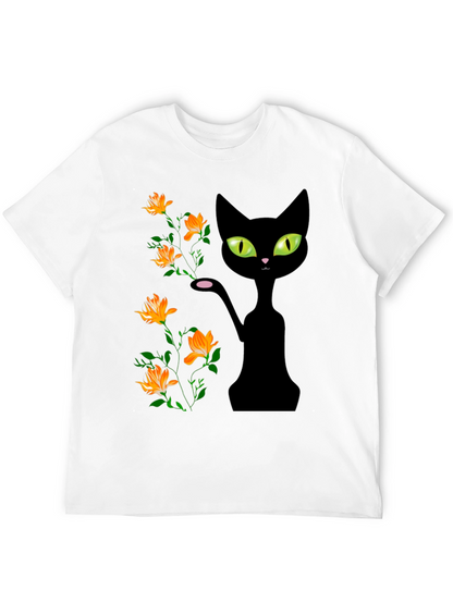 Black Cat Floral T-Shirt
