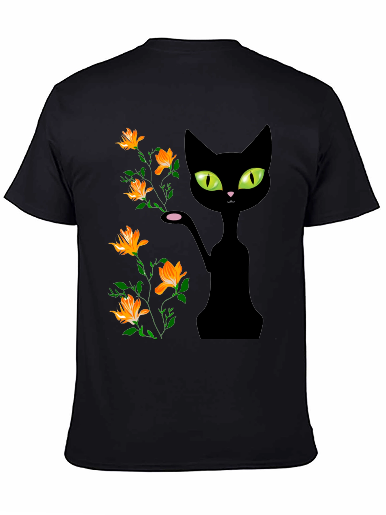 Black Cat Floral T-Shirt