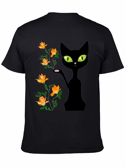 Black Cat Floral T-Shirt
