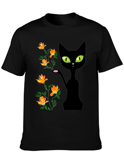 Black Cat Floral T-Shirt