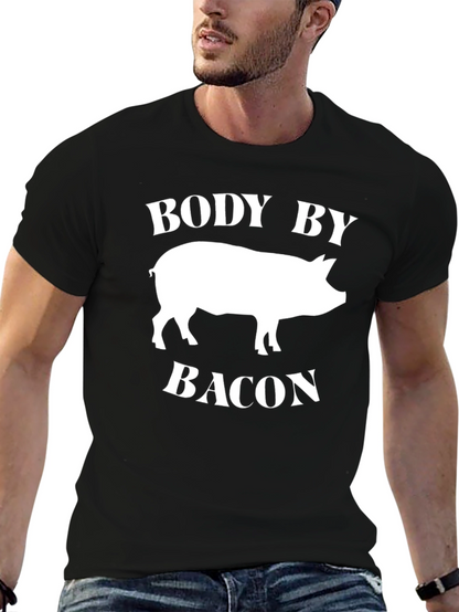 Body by Bacon T-Shirt - Funny Pig Graphic Tee