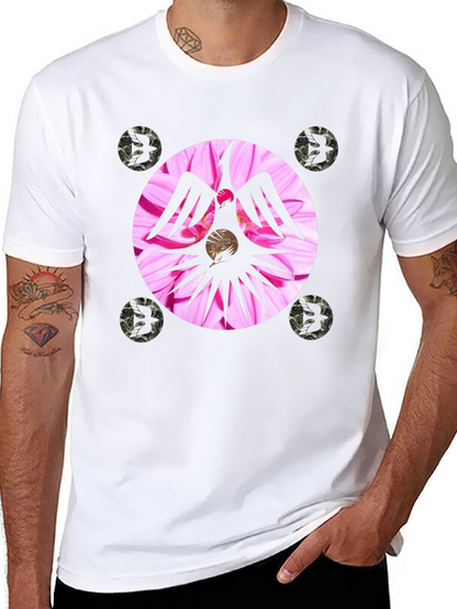 Unique Graphic Tee with Floral Phoenix Design