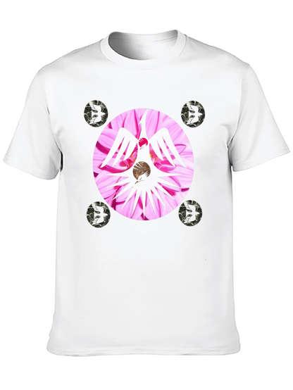 Unique Graphic Tee with Floral Phoenix Design