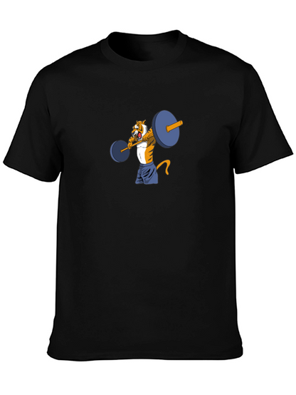 Tiger Lifting Weights Graphic Tee - Black