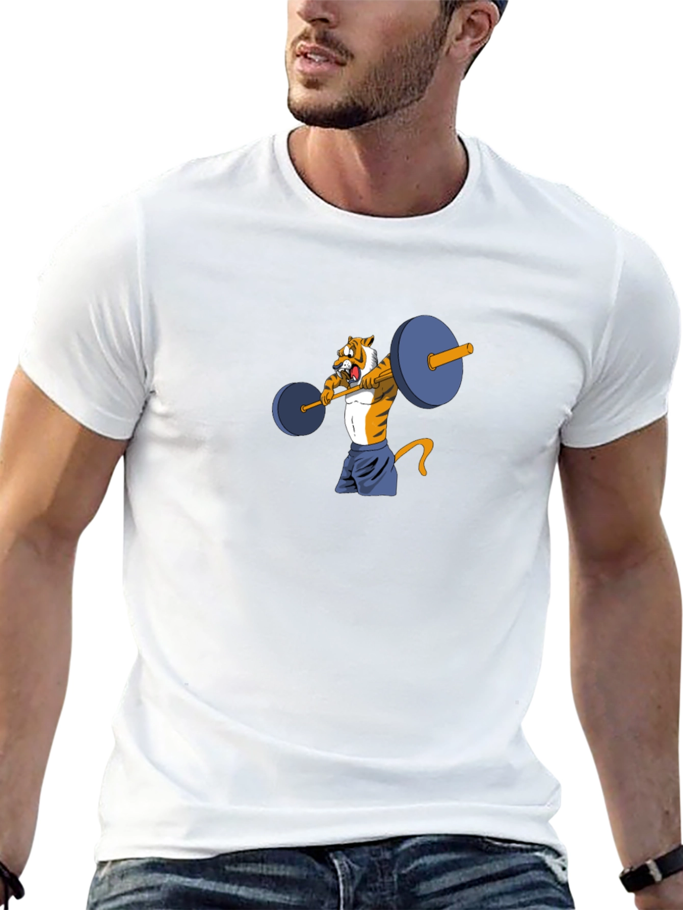 Tiger Lifting Weights Graphic Tee - Black
