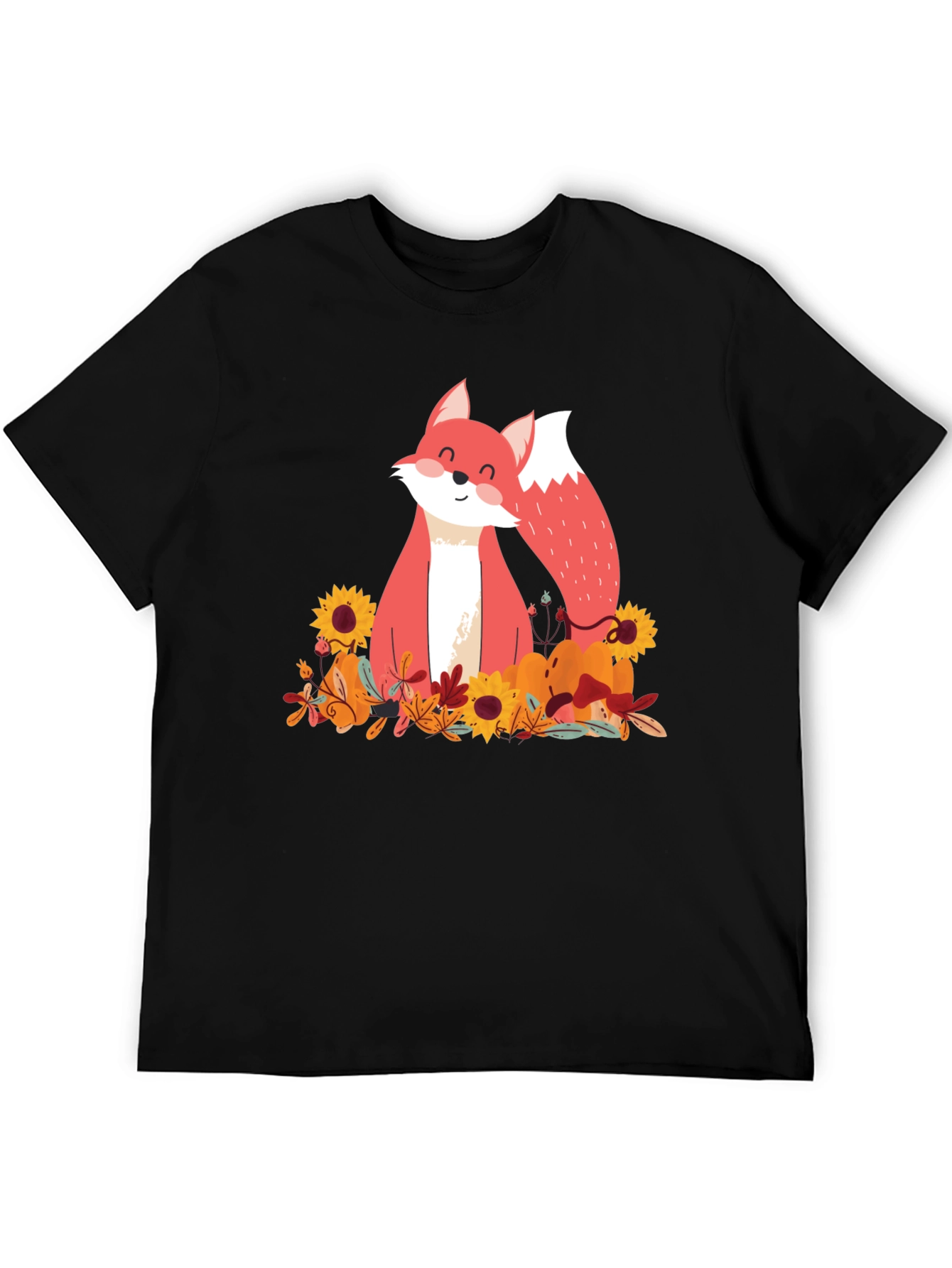 Autumn Fox Graphic Tee - Unisex Black T-Shirt