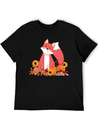 Autumn Fox Graphic Tee - Unisex Black T-Shirt