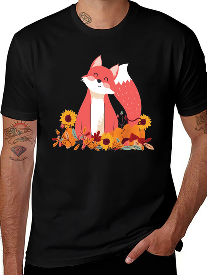 Autumn Fox Graphic Tee - Unisex Black T-Shirt