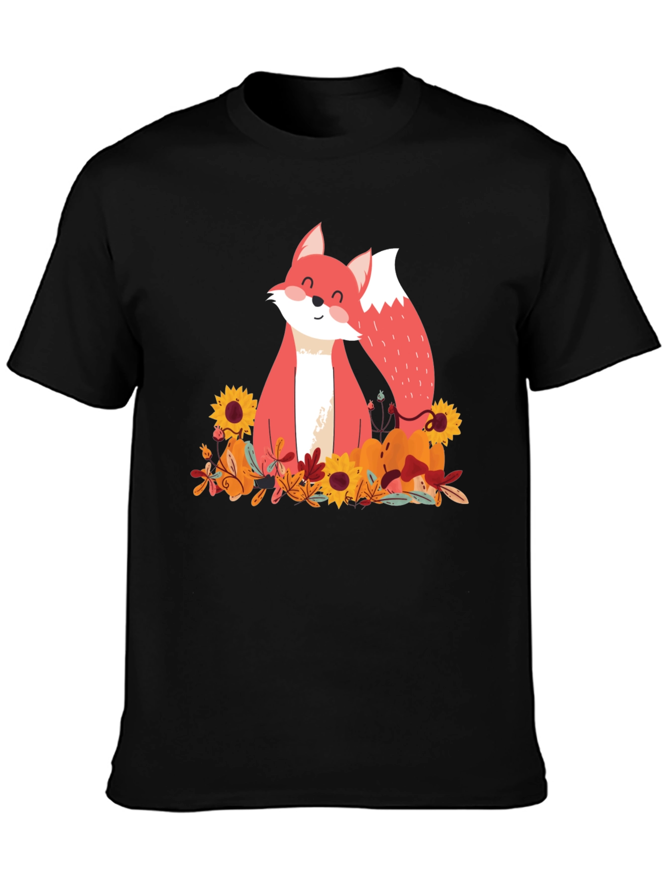 Autumn Fox Graphic Tee - Unisex Black T-Shirt