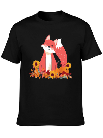 Autumn Fox Graphic Tee - Unisex Black T-Shirt