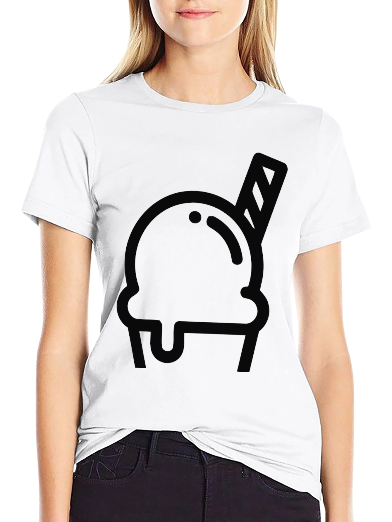Black Ice Cream Graphic Tee - Cool Design