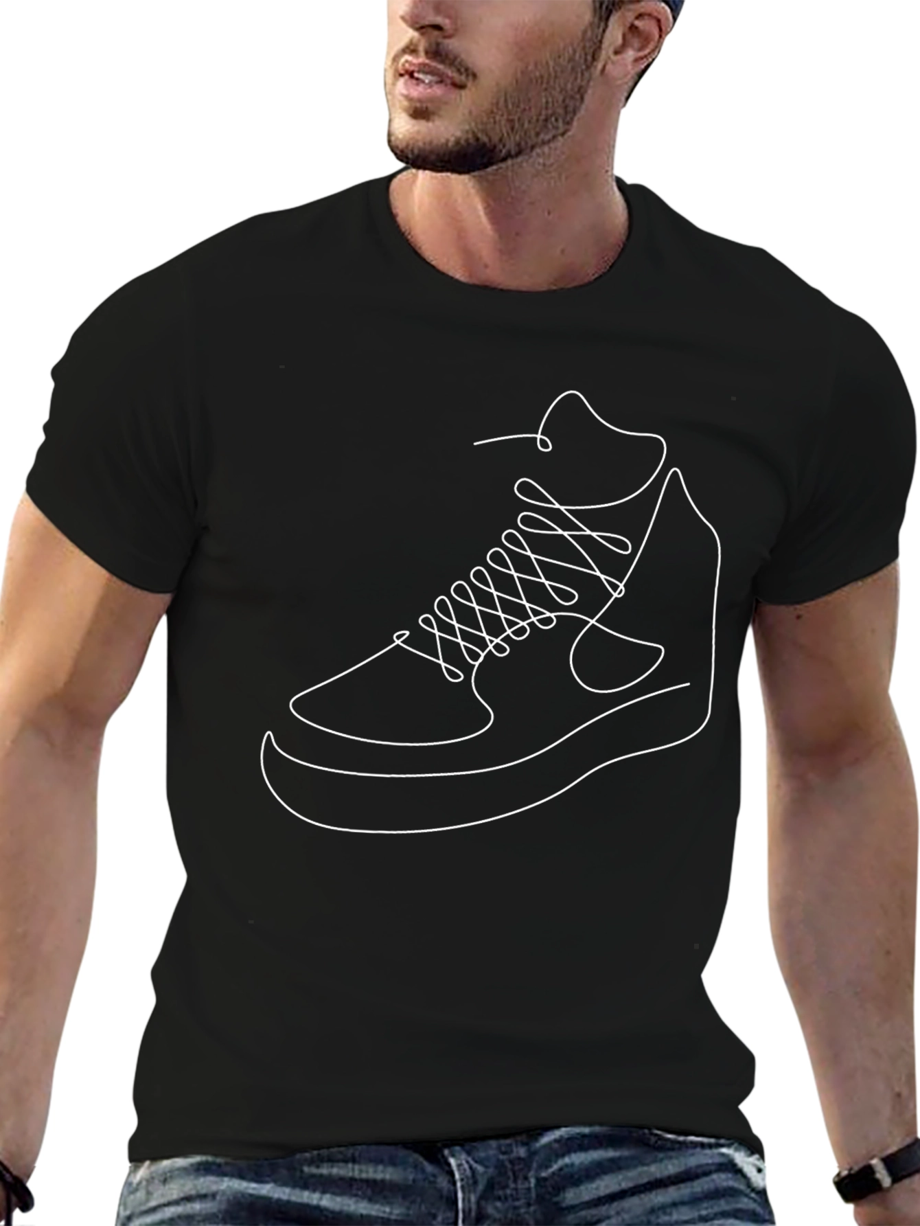 Sneaker Line Art Graphic Tee - Cool Casual Style