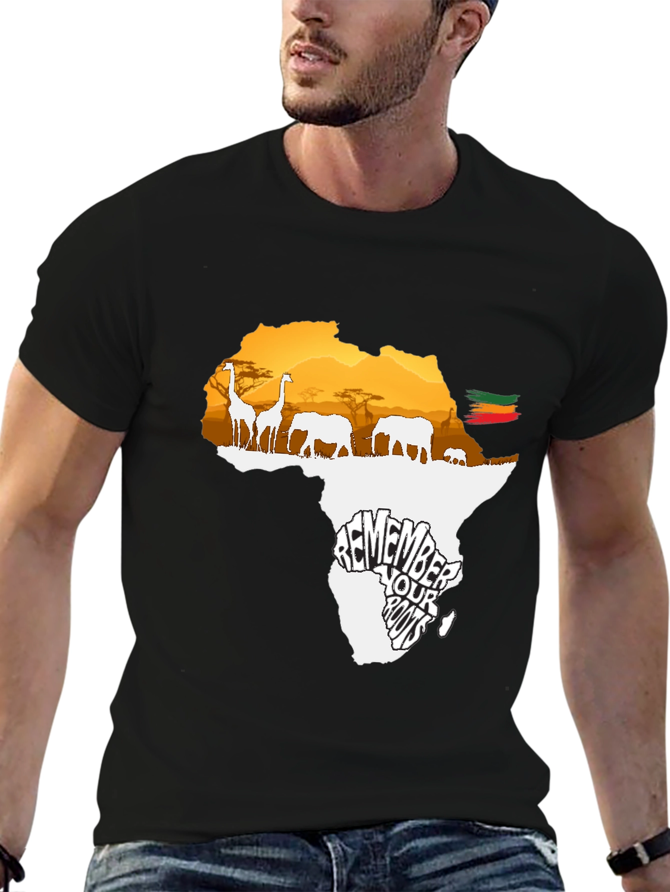 Africa Roots Graphic Tee - Black Cotton T-Shirt