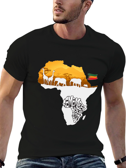 Africa Roots Graphic Tee - Black Cotton T-Shirt