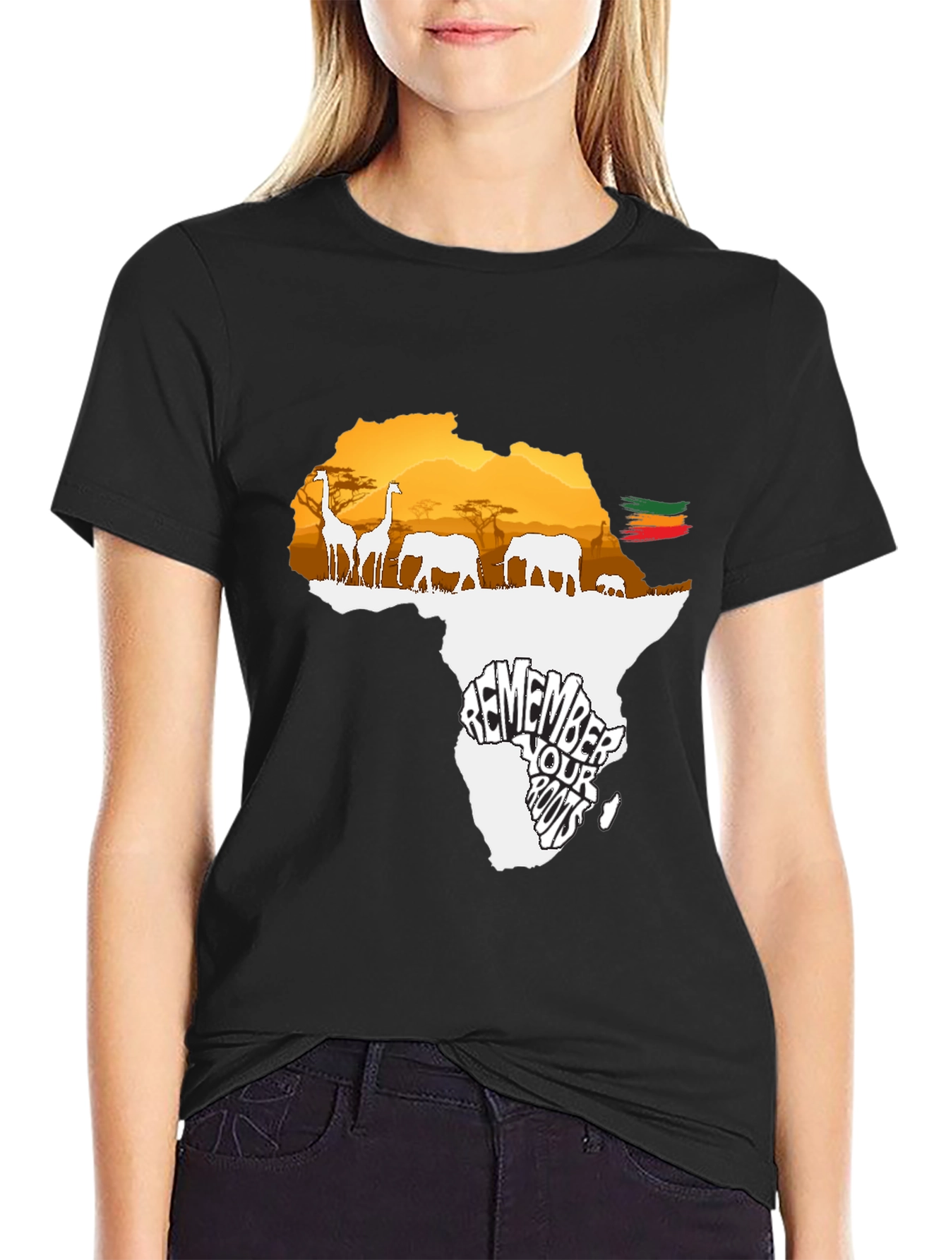 Africa Roots Graphic Tee - Black Cotton T-Shirt
