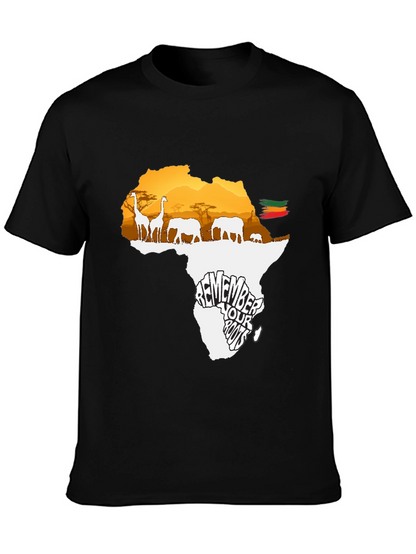 Africa Roots Graphic Tee - Black Cotton T-Shirt