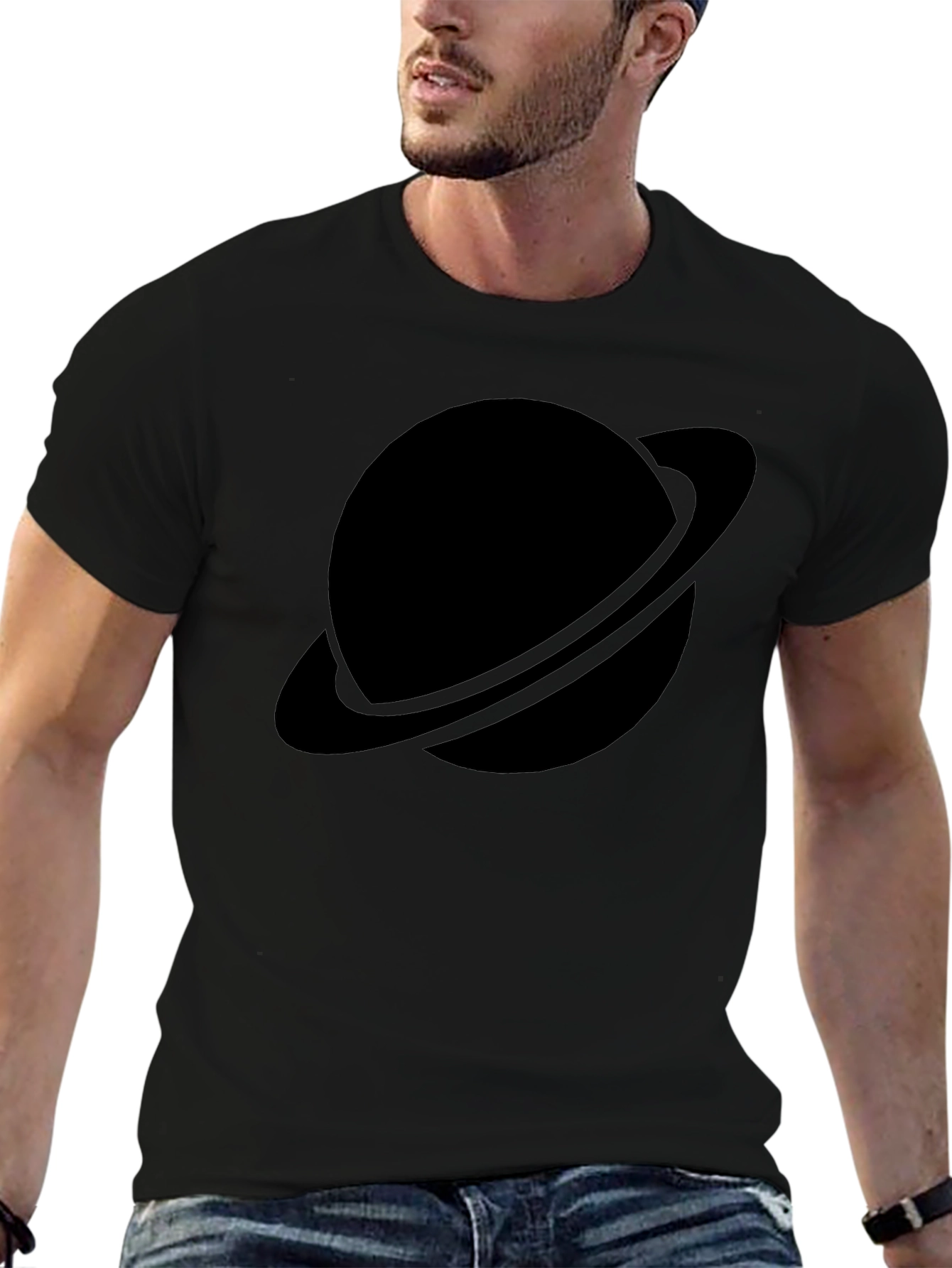Black Planet Graphic Tee - Saturn Style