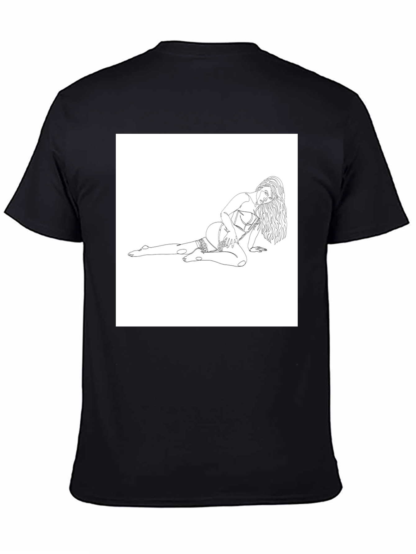Black Tee with Risque Line Art Print