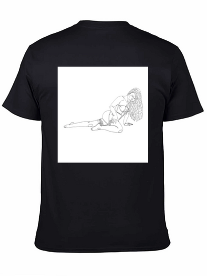 Black Tee with Risque Line Art Print