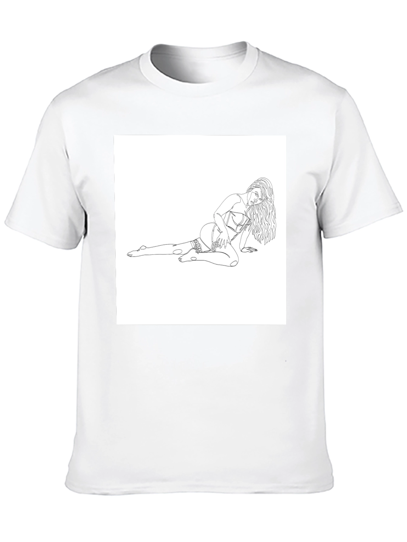 Black Tee with Risque Line Art Print