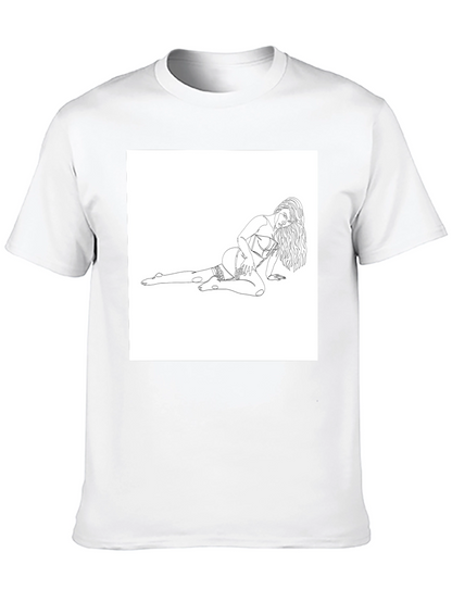 Black Tee with Risque Line Art Print