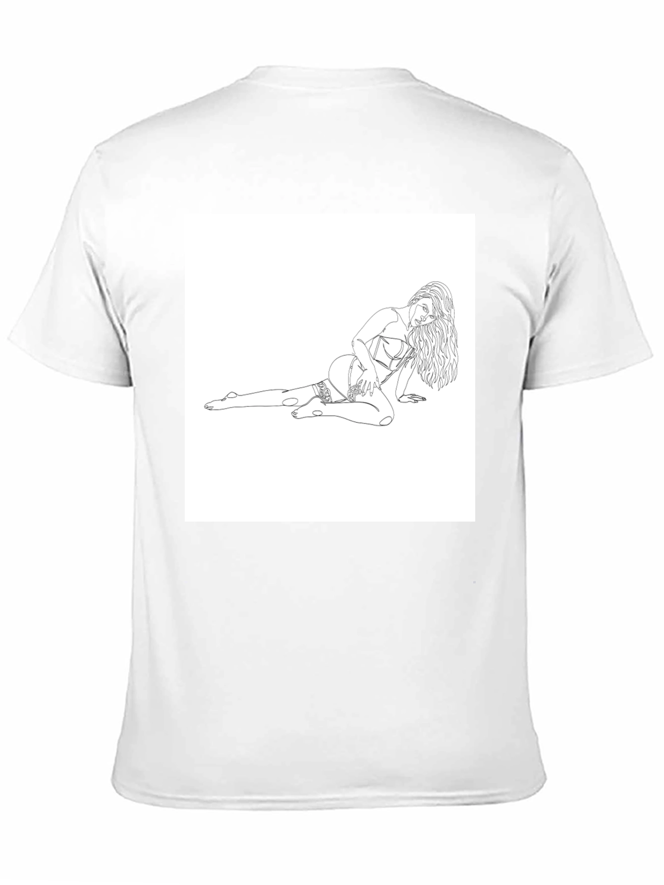 Black Tee with Risque Line Art Print