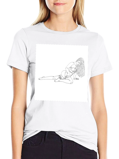 Black Tee with Risque Line Art Print