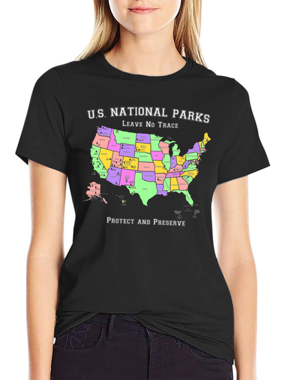 US National Parks Map T-Shirt - Protect & Preserve