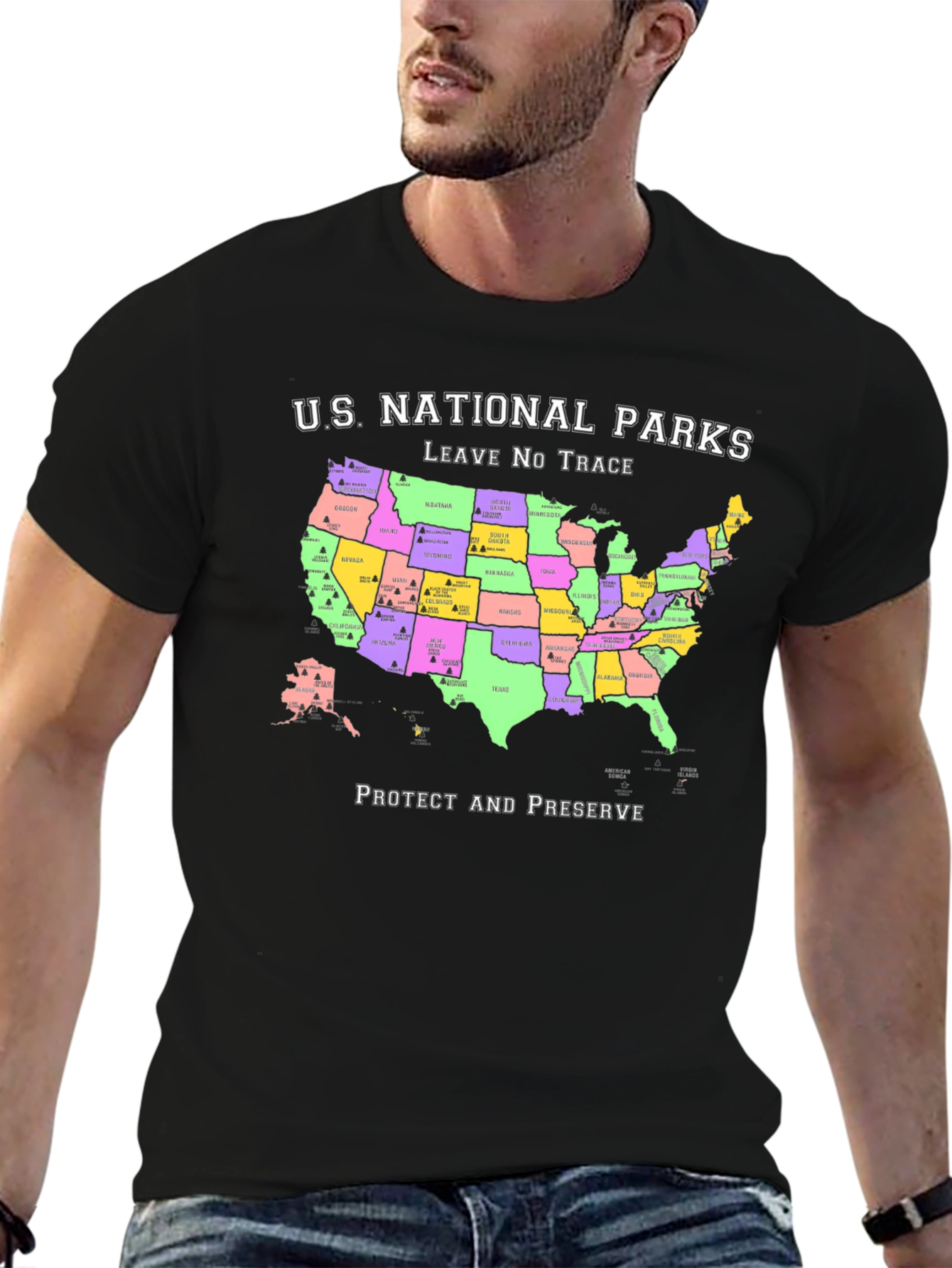 US National Parks Map T-Shirt - Protect & Preserve