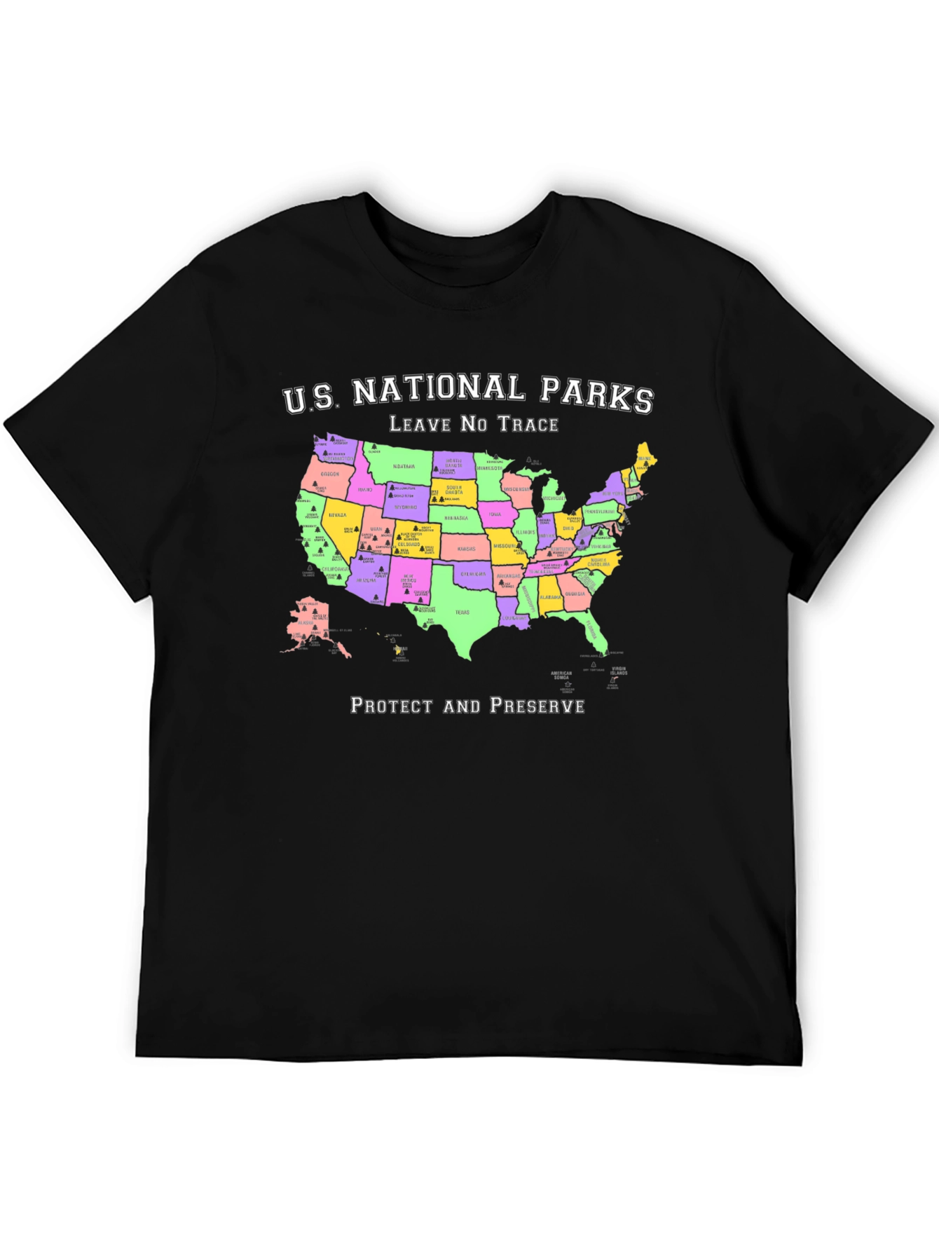 US National Parks Map T-Shirt - Protect & Preserve