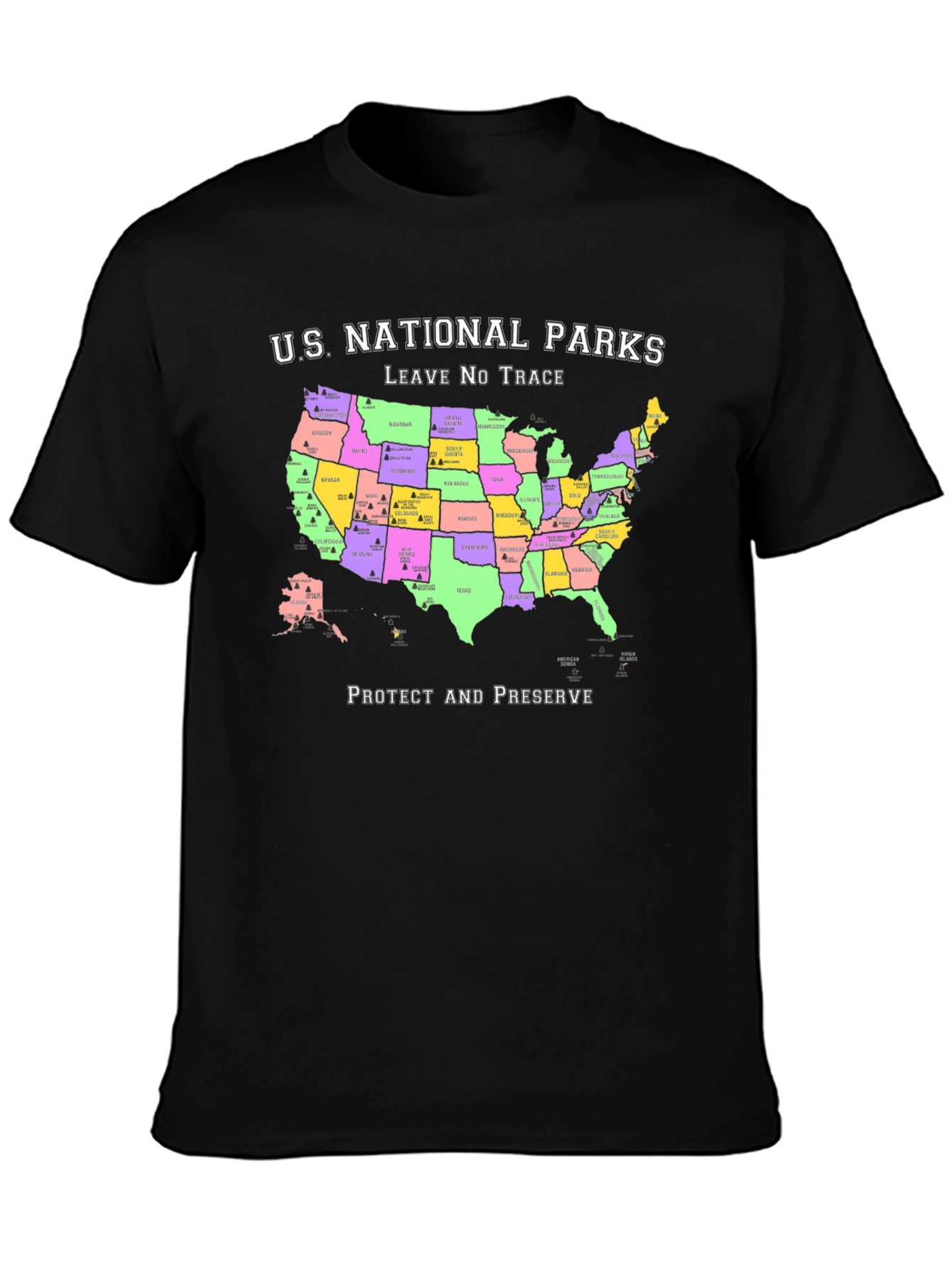 US National Parks Map T-Shirt - Protect & Preserve