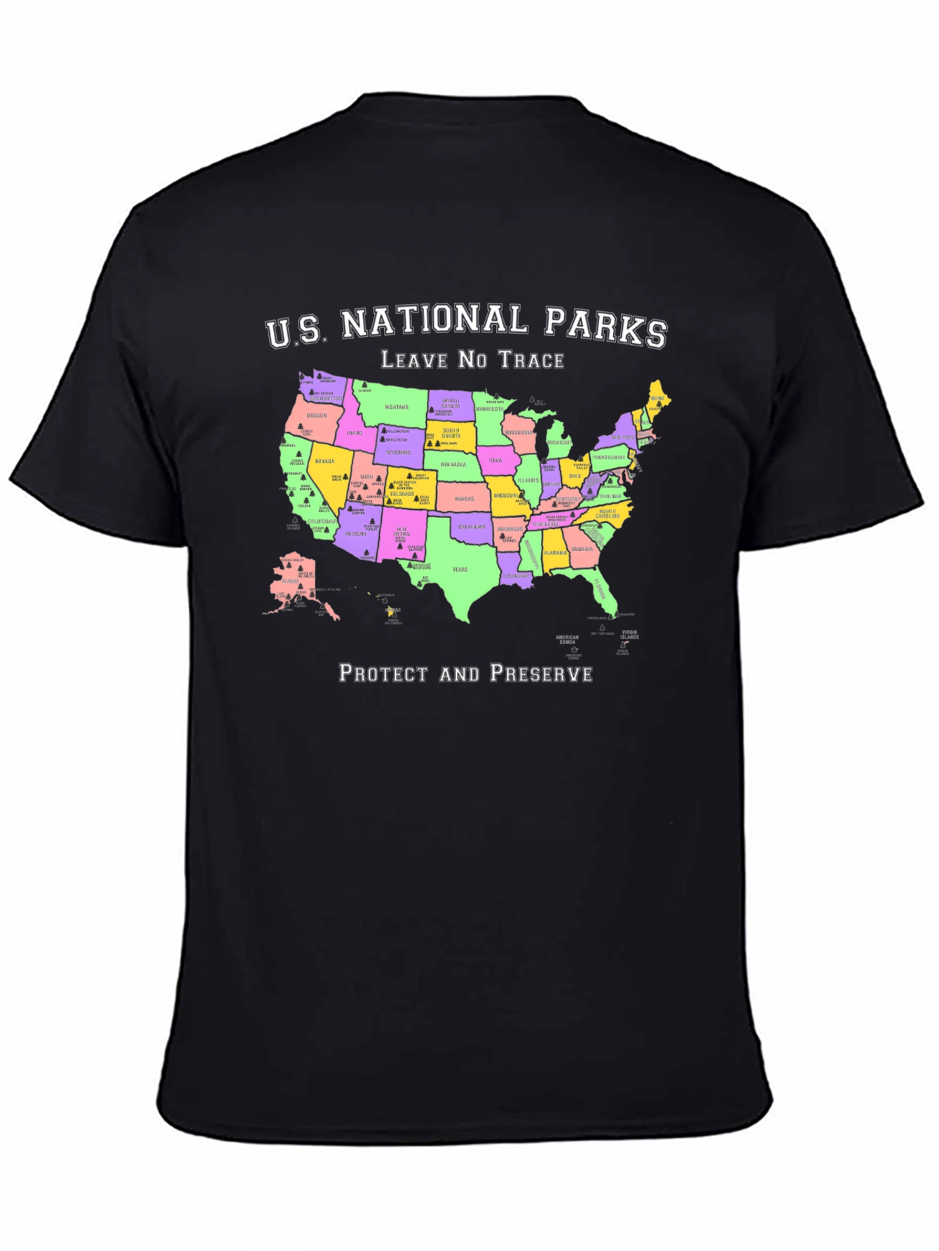 US National Parks Map T-Shirt - Protect & Preserve
