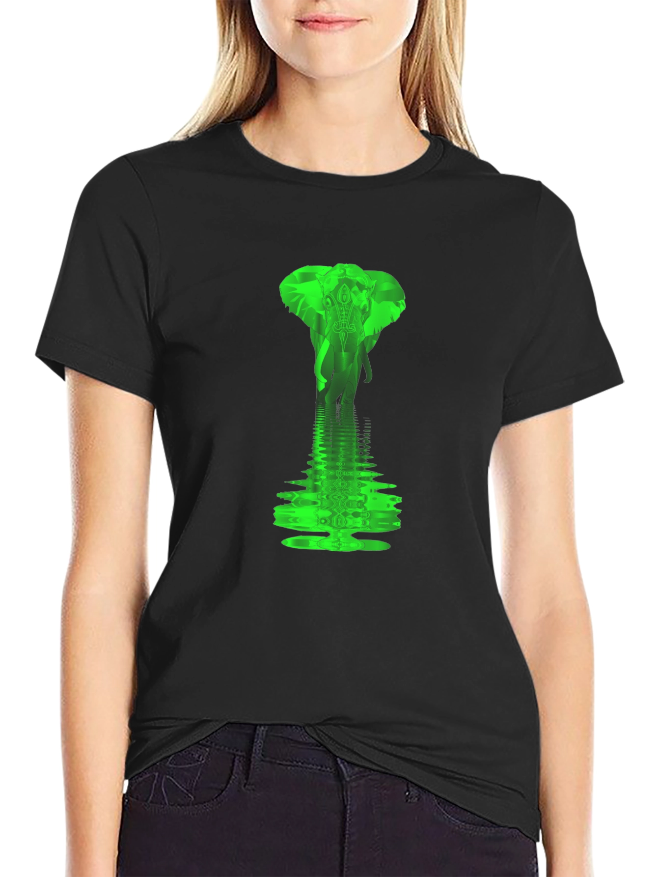 Black Elephant Water Reflection Graphic Tee