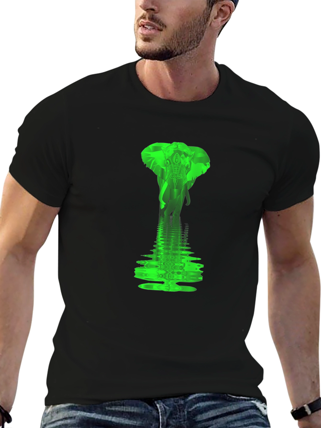 Black Elephant Water Reflection Graphic Tee