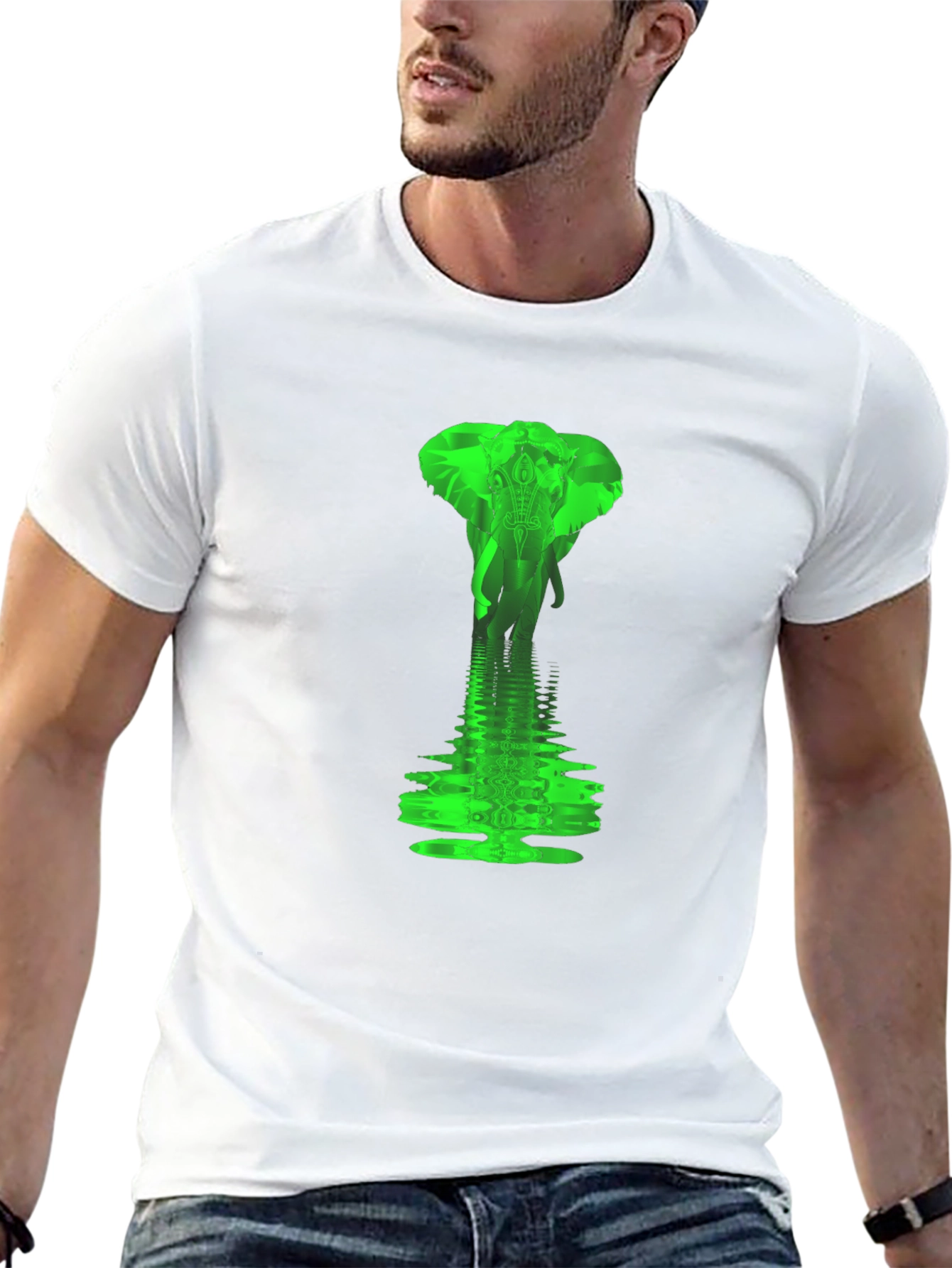 Black Elephant Water Reflection Graphic Tee