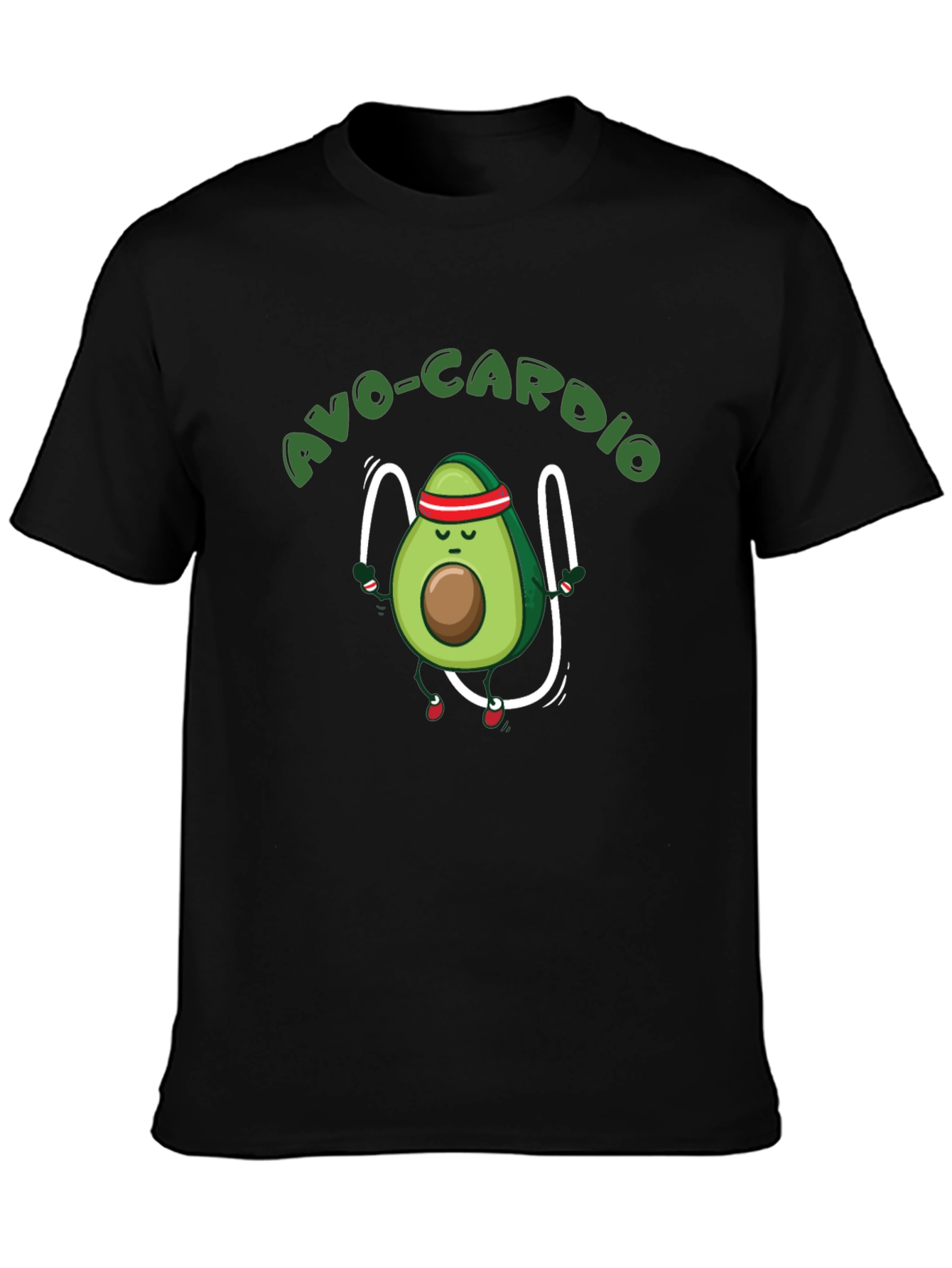 Avo-Cardio Black T-Shirt - Avocado Exercise Tee