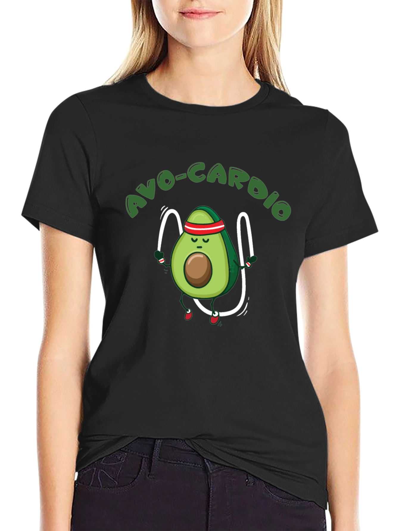 Avo-Cardio Black T-Shirt - Avocado Exercise Tee