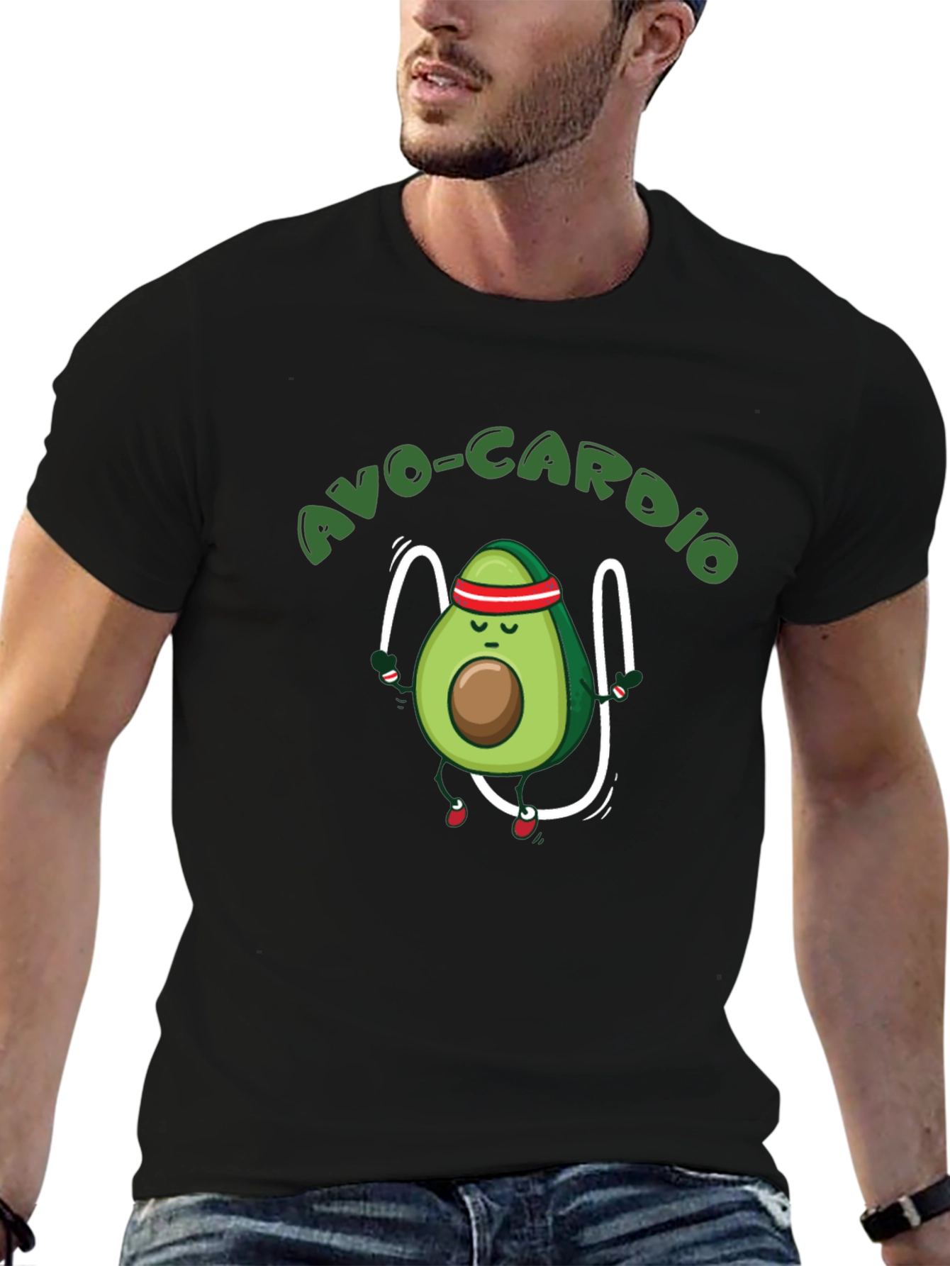 Avo-Cardio Black T-Shirt - Avocado Exercise Tee