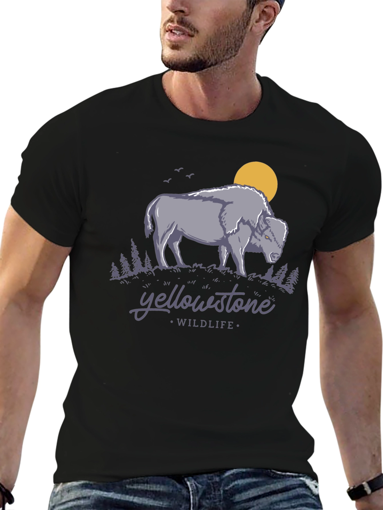 Yellowstone Wildlife Graphic Tee - Bison Design