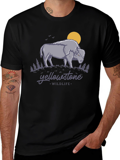 Yellowstone Wildlife Graphic Tee - Bison Design