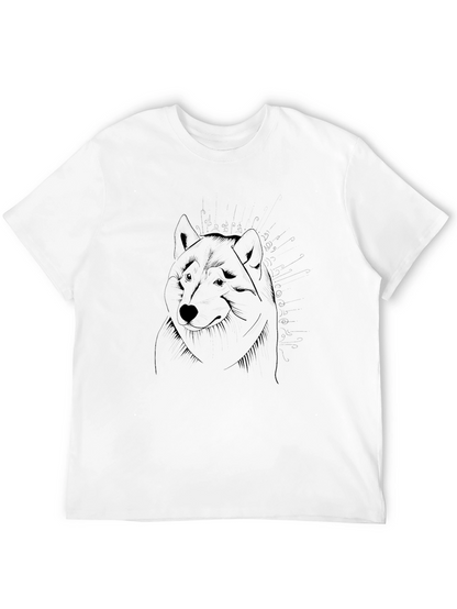 Black T-Shirt with Wolf Graphic