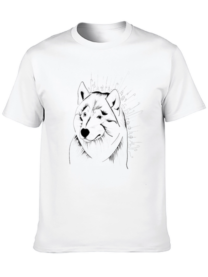 Black T-Shirt with Wolf Graphic